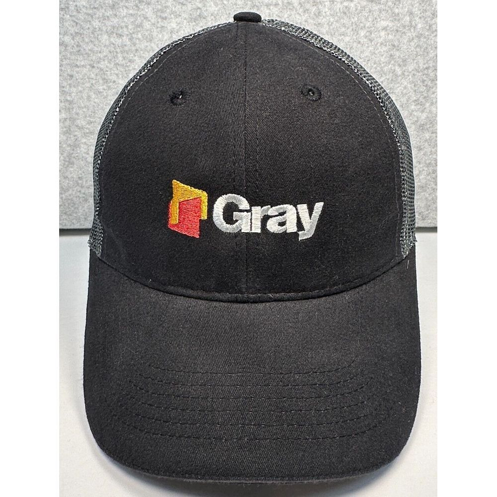 Gray Construction Mens Black Gray Snapback‎ Quake City Caps Trucker Hat